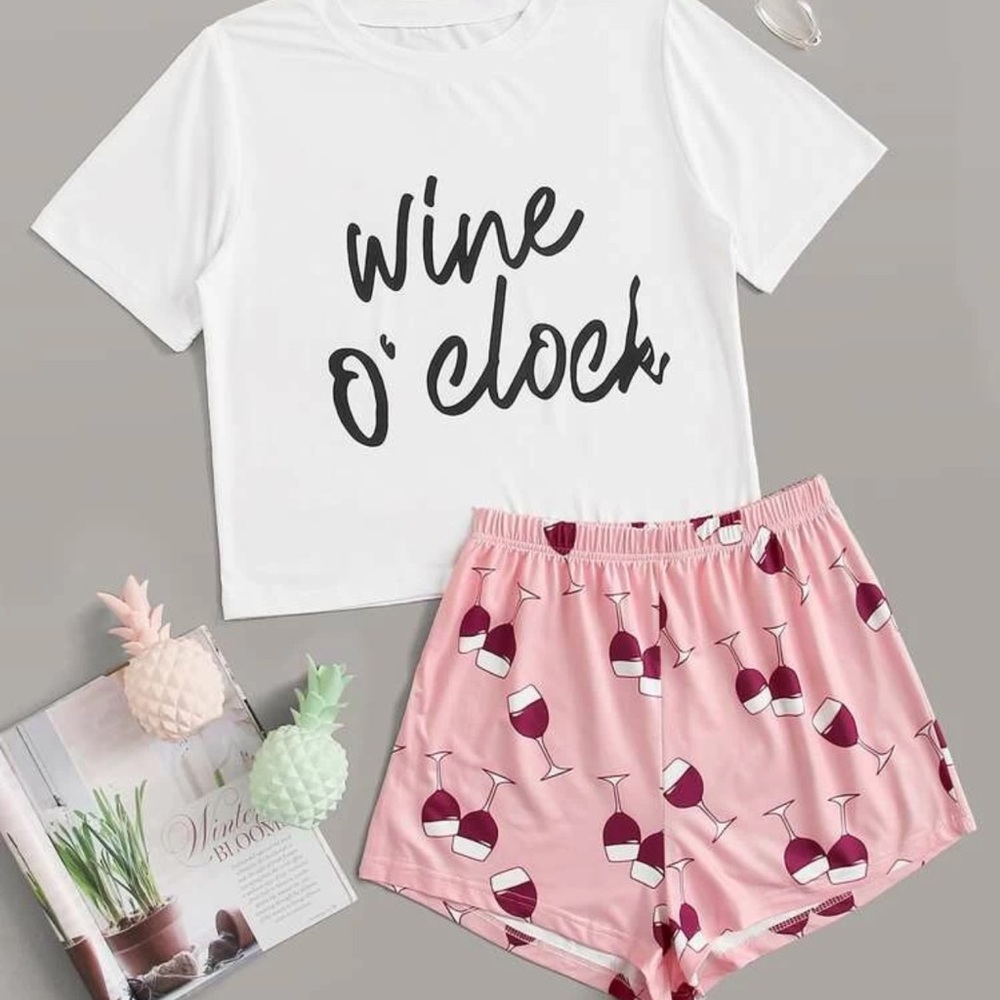 Wine o’clock PJ short sleeve shirt and shorts